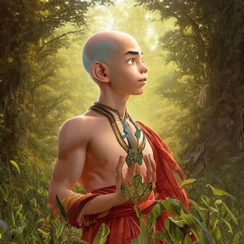 Intricate Detailed Portrait Painting Of Aang On A Stable Diffusion