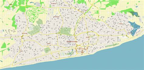 Eastbourne + Bexhill + Hastings UK PDF Vector Map: City Plan High ...