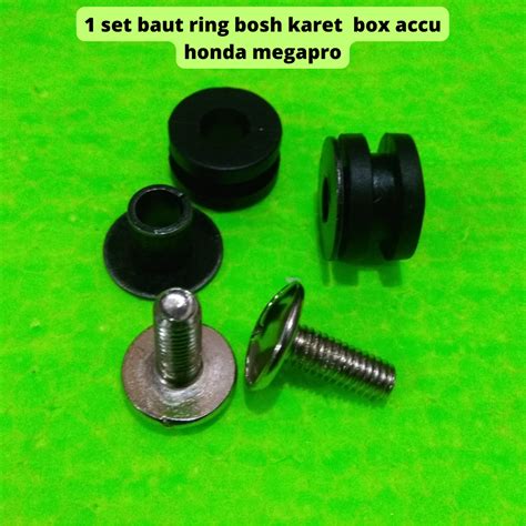 1 Set Baut Baud Ring Bosh Plus Karet Untuk Box Accu Aki Honda Megapro