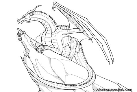 Skywing Dragon On The Rock Coloring Pages Wings Of Fire Coloring