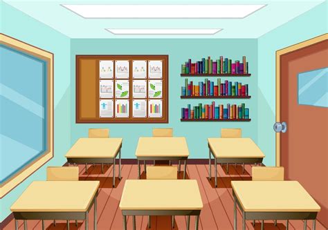 Classroom Interior Design With Furniture And Decoration 3538292 Vector Art At Vecteezy