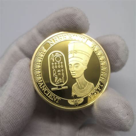 Egypt Cleopatra Gold Silver Plated Coin Egyptian Queen Nefertiti Coin Commemorative Coins ...