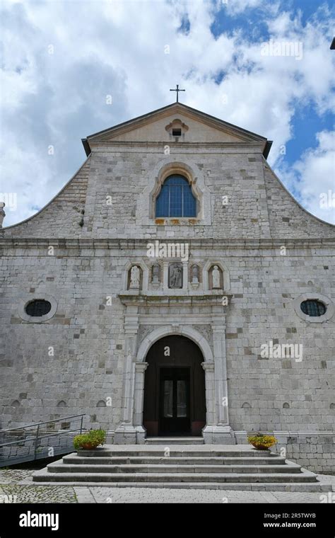 The facade of the cathedral of a village in the province of Avellino ...