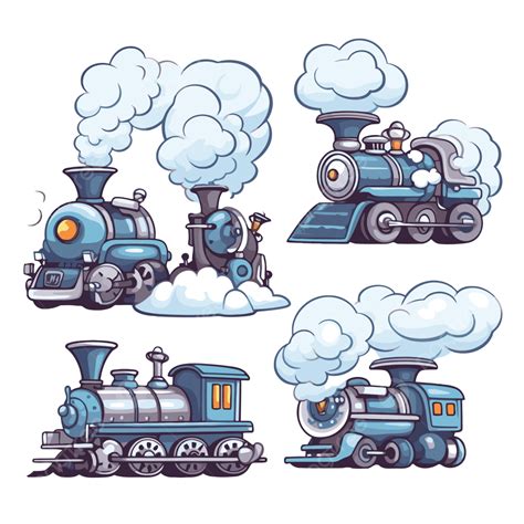 Steam Clipart Cartoon Steam Locomotives With Steam Vector Steam