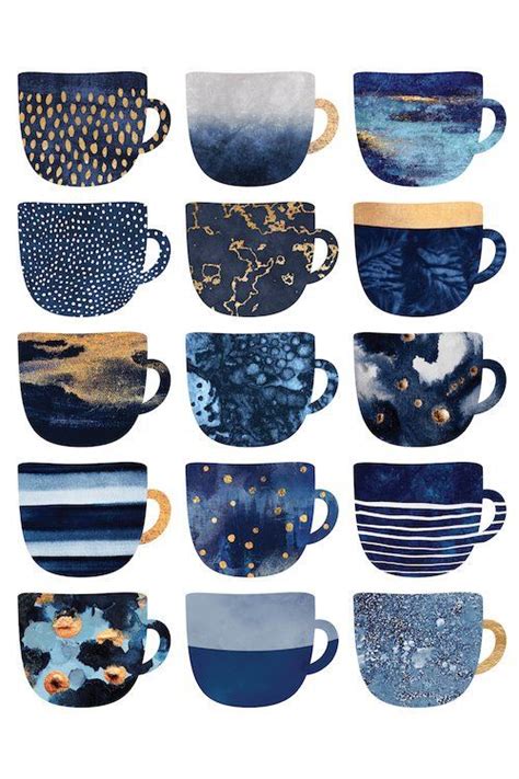 Pretty Coffee Cups Graphic Art Print On Canvas Pretty Coffee Cups