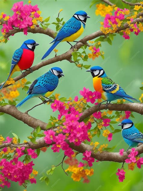 Pájaros Coloridos Ai Generar Foto Premium