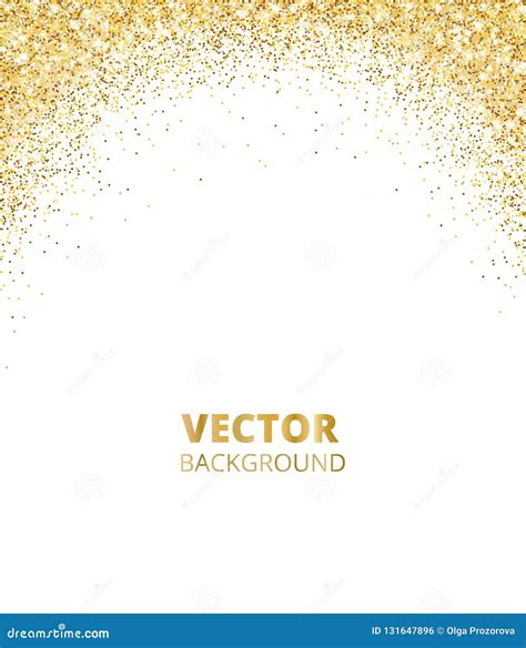 Sparkling Glitter Border Frame Falling Golden Dust Isolated On White