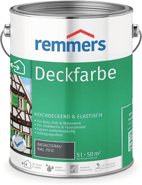 Remmers Deckfarbe basaltgrau RAL 7012 5 Liter Deckfarbe für innen