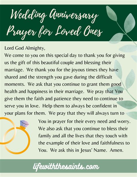 Wedding Anniversary Prayer: Prayers for Lasting Marriage - Life with the Saints