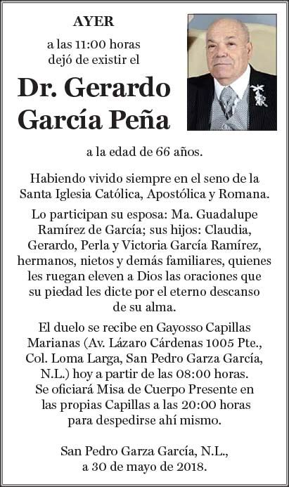 Dr Gerardo García Peña Obituario Esquela