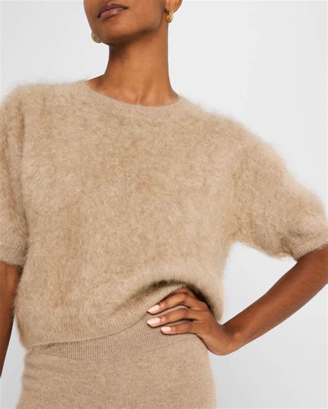 Lisa Yang Juniper Cropped Brushed Cashmere Sweater Neiman Marcus