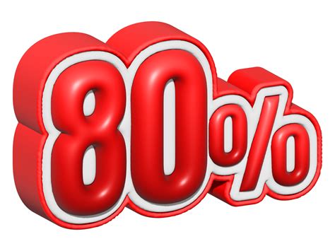 80 3d Text 80 Percent Sale 80 Percent Discount On Red Color Up To 80 3d Illustration 23551302 Png