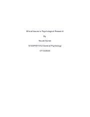 Ethical Considerations In Psychological Research A Critical Course Hero