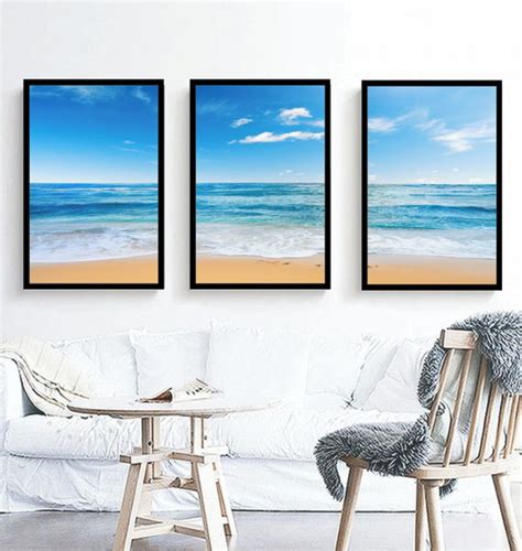 Quadros Praia Mar Azul Paisagem Oceano Decora O Moldura Elo