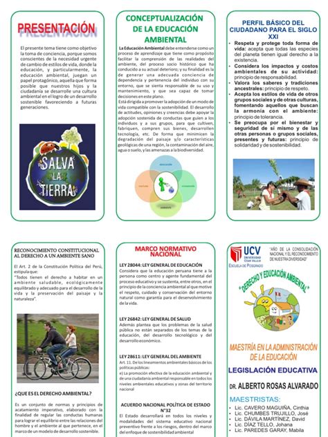 Tríptico De Derecho Y Educacion Ambiental Sustentabilidad