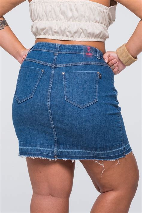 Saia Jeans Hot Pants Detalhes na Barra Geração Moderna