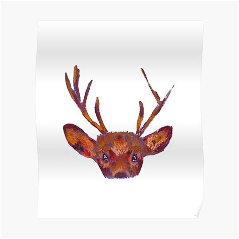Deer Head Art Poster For Sale By Animalian Redbubble