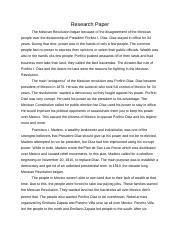 Mexican Revolution Summary.docx - Research Paper The Mexican Revolution ...