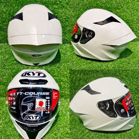 Kyt Tt Course Full Face Helmet Plain Gloss White Shopee Malaysia