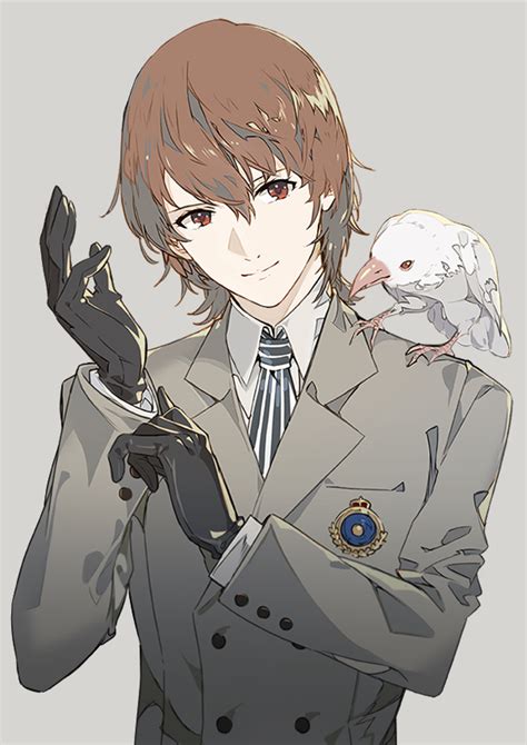 An Anime Character Holding A Bird On His Arm