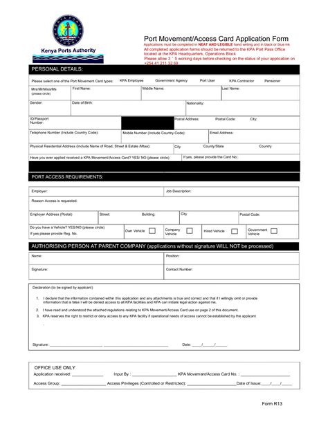 Kpa Port Pass Form Fill Out Printable Pdf Forms Online