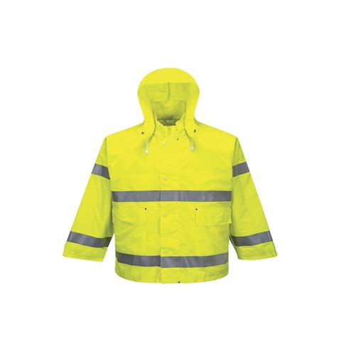 Yellow Hooded Waterproof High Visibility Reflective Hi Vis Raincoat