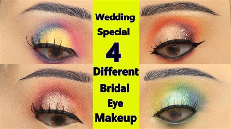 Wedding Special 4 Different Bridal Eye Makeup Haldi Mehndi Eye Makeup Tutorial Easy Makeup