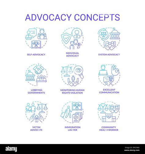 Advocacy Blue Gradient Concept Icons Set Stock Vector Image And Art Alamy