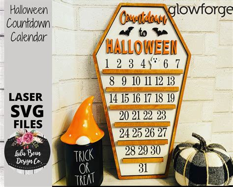 Countdown To Halloween Coffin Calendar Ghost Svg Laser File Etsy