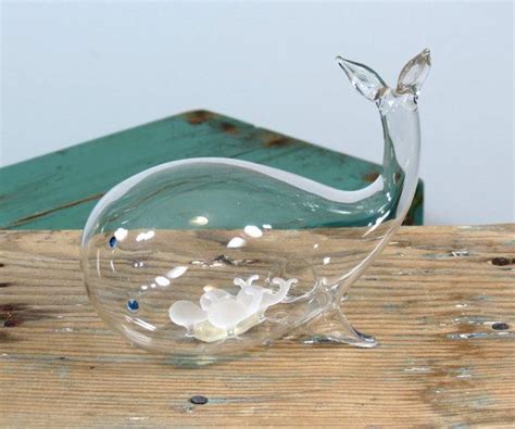 Vintage Blown Glass Whale With Four Tiny Whales Inside Langsam Billig