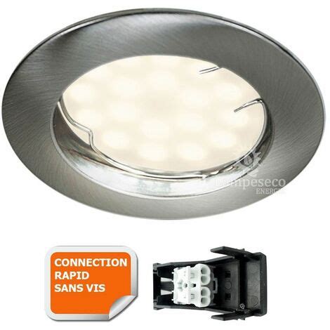 Spot led encastrable complète ronde fixe alu brossé blanc neutre eq 50w