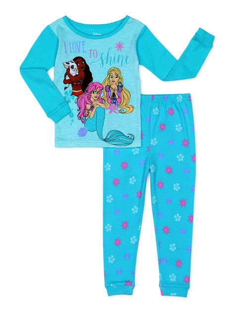 Disney Princess Toddler Girls Snug Fit Cotton Long Sleeve Pajamas 2pc