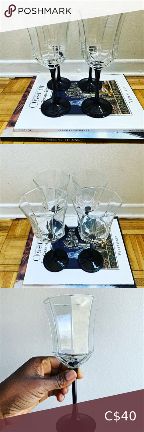 Crystal black stem wine glasses (set of 4) | Wine glasses, Wine, Crystals