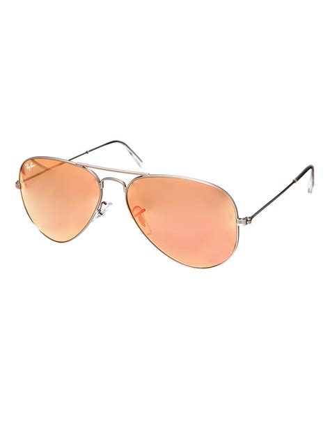 Lyst Ray Ban Pink Flash Aviator Sunglasses In Metallic