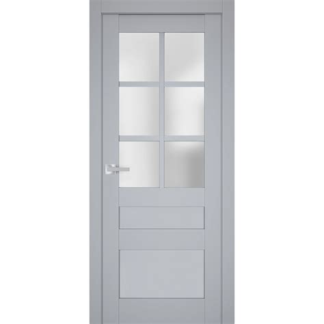 Interior Solid French Door Frosted Glass Veregio 7339 Matte Grey Single Regular Panel Frame