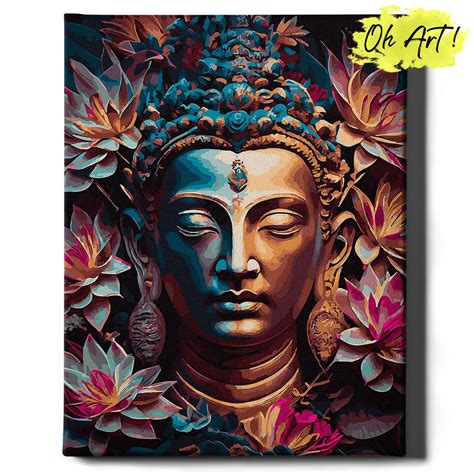 Obraz Malowanie Po Numerach NA RAMIE 40x50 Cm Buddha W Kwiatach Oh