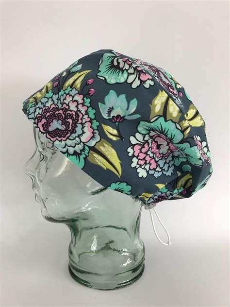 Scrub Hat Womens Floral Modern Toggle Etsy Scrub Hat Patterns