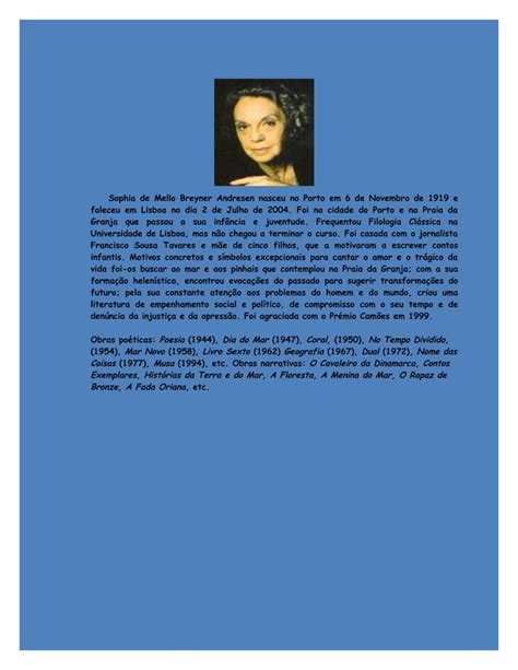 Biografia de sophia de mello breyner andresen 5º a PDF