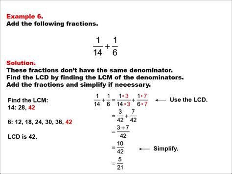 Math Example Fraction Operations Adding Fractions Example 6 Media4math