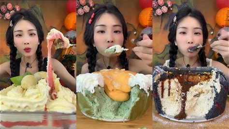 ASMRMUKBANG CHOCOLATE LAVA CAKES MOCHI KWAI EATING SHOW DESSERT