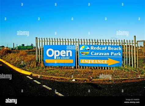 Redcar Beach Caravan Park entrance, Redcar, Teesside Stock Photo - Alamy