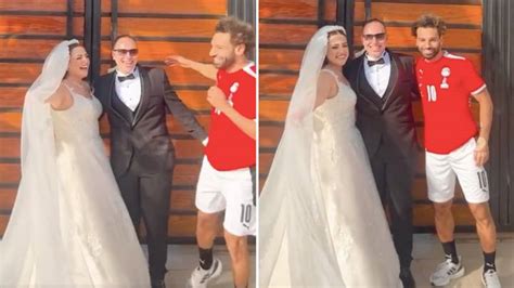 Liverpool star Mo Salah gatecrashed a couple's official wedding pictures in full Egypt kit