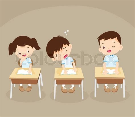 Student boy sleeping in classroom. ... | Stock vector | Colourbox