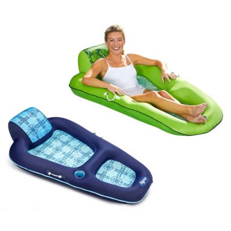 Aqua Leisure Luxury Water Recliner Lounge Pool Float Chair 2 Pack Blue And Green 2 Piece Kroger