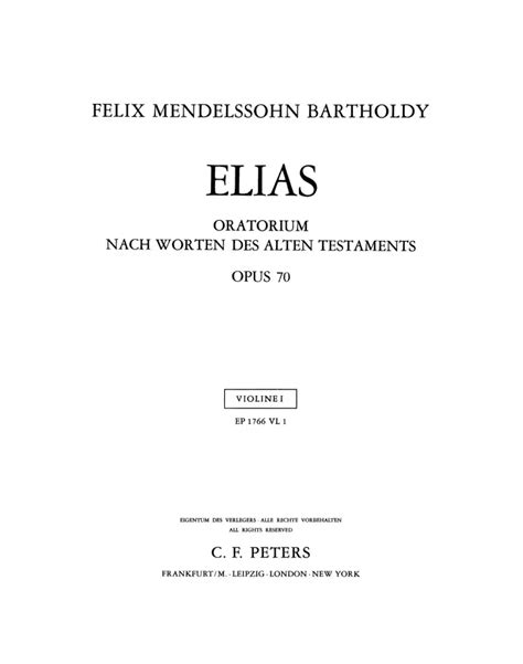 Elias Op Von Felix Mendelssohn Bartholdy Im Stretta Noten