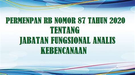 Permenpan Rb Nomor Tahun Tentang Jabatan Fungsional Analis