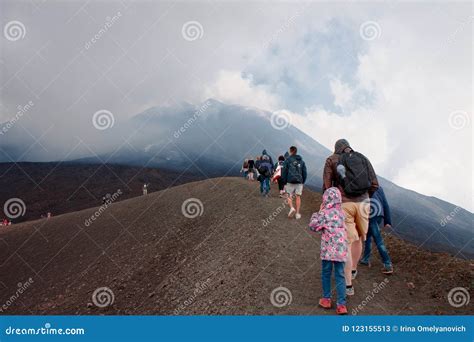 The Top of the Volcano Etna. Sicily, Italy. Editorial Stock Photo - Image of active, cloudy ...