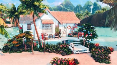 Tiny Beach House Sims 4 🌴 No Cc Stop Motion Speedbuild