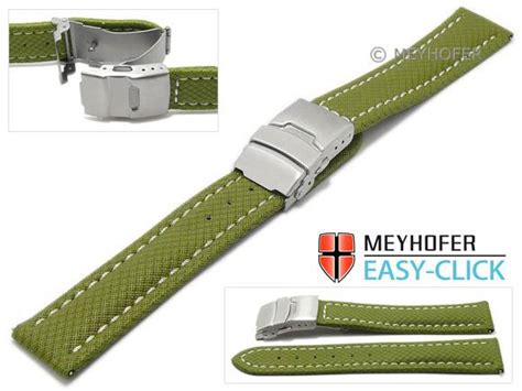 Watch Strap Meyhofer Easy Click Hudson Mm Olive Green Textile Look