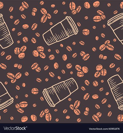 Coffee Beans Seamless Pattern Background Vector Image